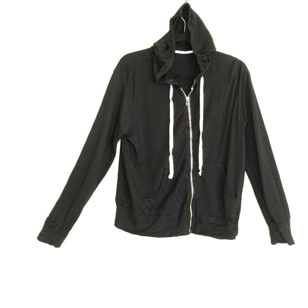 Sundry Anthropologie Size Small 1 Zip Hoodie French Terry Jacket in Black NEW - Picture 5 of 12
